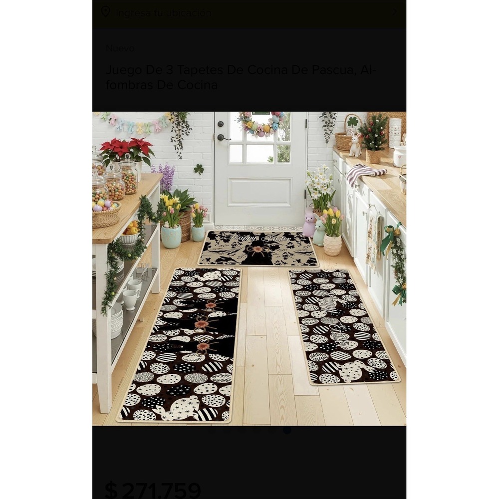 12N28/ Juego De 3 Tapetes De Cocina De Pascua, Alfombras De Cocina‎